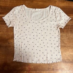 blue/purple butterfly pattern shirt